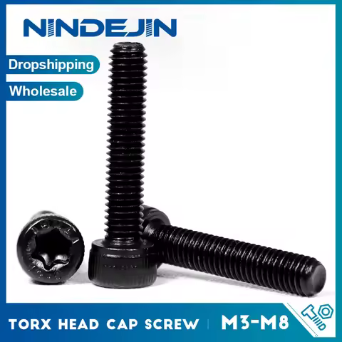Torx Cylindrical Head Knurled Machine Screw Black Carbon Steel M3 M4 M5 M6 M8 Six-Lobe Star Cap Head