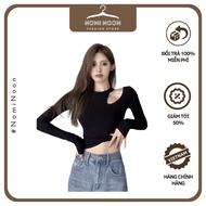 [With Real Video + Photo] Long Sleeve Croptop Shirt 1 Shoulder Form Easy To Match - Nomi Noon 674