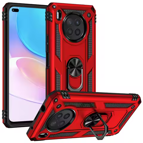 Honor 50 Lite Shockproof Armor Case for Honor 50 Lite PC Silicone Ring Stand Phone Back Cover for Hu