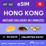 Hong Kong eSIM 3 to 30 Days Unlimited Data - INSTANT DELIVERY via Email