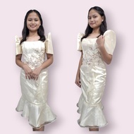 Filipiniana Mistiza Raffles Dress - with lace design beige Formal Dress for Women -Comfortable