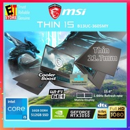 MSI LAPTOP THIN 15 GAMING (i5-13420H/16GB/512GB/15.6 FHD 144HZ/RTX 3050 4GB/ W11/BAG/2YRS) B13UC-360
