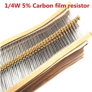 100pcs 1/4w 0.25w 5% Carbon Film Resistor 1R~1M 2.2R 10R 22R 47R 51R 100R 150R 470R 1K 4.7K 10K 47K 