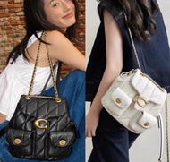 全新🌸 COACH蔻馳tabby22 白色黑色 小羊皮雙肩包 女士背包