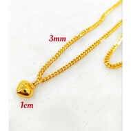 Emas Original Lelong Rantai Leher Mesin 3mm Set for Men Women Emas Bangkok Necklace Give Best Friend