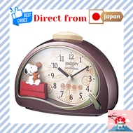 [Direct from Japan] RHYTHM SNOOPY Alarm Clock Character Analog R506 Electronic Sound Alarm Brown 4SE506MJ09