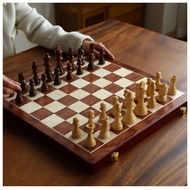 Chess Set Magnetic New Zealand Pine Wooden Folding Chess board Handwork Solid Wood aa