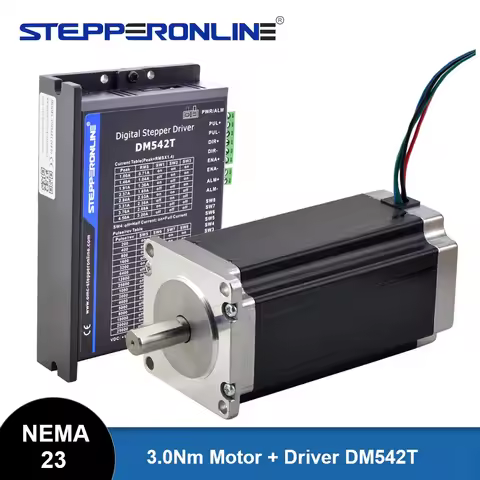 STEPPERONLINE Nema 23 Stepper Motor Open Loop Kit 3Nm 113mm and Driver DM542T for CNC Engraving Mill