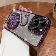 Luxury Plating Bling Glitter 3D Diamond Swan Clear Phone Case For iPhone 15 14 13 12 Pro Max 11 12 1