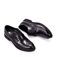 Belle/Belle Men's Shoes Cowhide Belle Carved Shoes British Formal Leather Shoes Men's Pointed Weddin