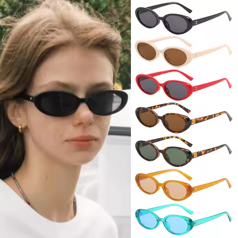 4pcs/7pc Small Oval Sun Glasses Vintage Oval Sunglasses 2024 Men Small Oval Sun Glasses Retro Fashio