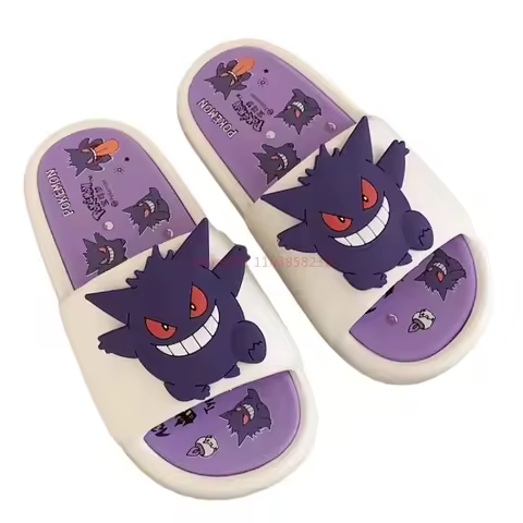 Pokemon Gengar Anti Slip EVA Slippers Trendy Cartoon Open Toe Slides For Men And Women Couple Home O