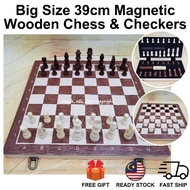 39cm Big 2 in 1 Wooden Chess And Checkers Set Wooden Magnetic Chess Set Alphanumeric Chess Set Tourn