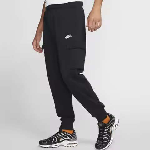 Nike Sportswear Fleece-Lined Warm Sports Sweatpants Cargo Pants Men's Black Cd3130-010