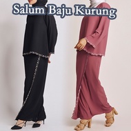 Sulam baju kurung moden murah nikah/tunang Birdesmaids plain embroide baju raya 2025 hitam kelabu ma