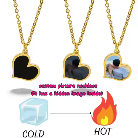 2025 New Personalized Heat Activated Magic Necklace, Custom Necklace with Hidden Picture Photo Penda