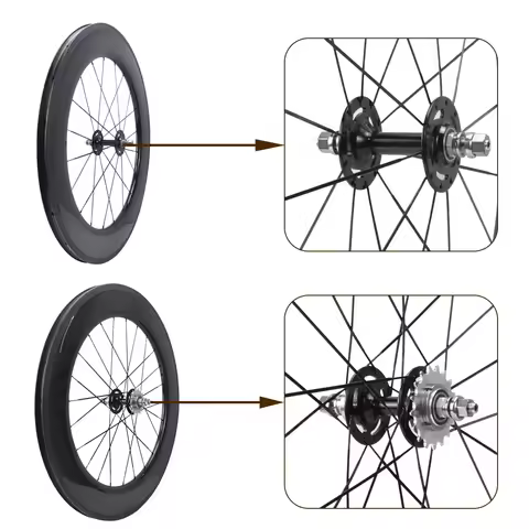 Fixed Gear Carbon Wheels 23mm 25mm Width 50/60/88mm Depth Fixed Gear Carbon Wheels Track Wheels Clin