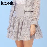 iCONiC SMOKY SKIRT #6318 กระโปรงสั้น  ผ้าลูกไม้ สีเทา กระโปรงย้วย กระโปรงระบาย กระโปรงลูกไม้ กระโปรง