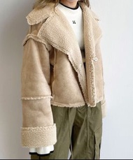 w closet 麂皮絨毛外套 麂皮羊羔毛外套 騎士外套 短版外套 冬天保暖外套
