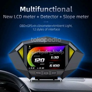 READY STOK P1 HUD Mobil OBD2 RPM MPH KMH Alarm speed Meteran Miring &amp;