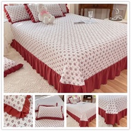 【G & M. my】3 in 1 sheets set patchwork princess style lace quilted bedspread for Queen bed/king size
