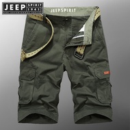 JEEP SPIRIT 1941 ESTD กางเกงลำลองของผู้ชายกางเกงขาสั้นมีกระเป๋าหลวมระบายอากาศ