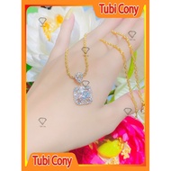 Platinum white plated necklace M1325-74 with square face and CZ