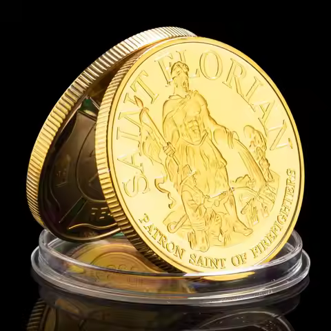 Patron Saint of Firefighters Souvenir Coin Golden Plated Collection Art Challenge Coin Saint Florian
