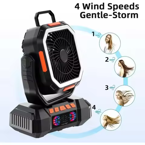 40000mAh Large Capacity Camping Tent Fan, Portable USB Rechargeable Fan with Remote, Powerful Airflo