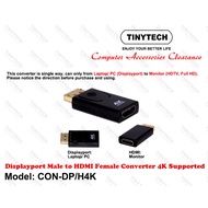 TINYTECH CON-DP/H4K DP TO HDMI DISPLAY PORT TO HDMI 4K CONVERTER DISPLAY PORT TO HDMI CONVERTER 4K P
