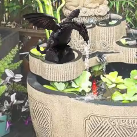 Realistic Garden Fountain Dragon Statue Dragon Pattern Retro Fountain Spray Dragon Resin Water Spray