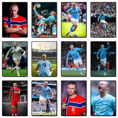 football striker Erling Haaland Poster High-definition Art Sticker Self Adhesive Waterproof Home Dec