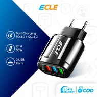 TERBARU ECLE Charger Adaptor Enabled 3 Multiport USB Adaptor Travel Ch