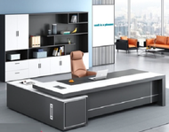 180x160x90cm ONLY Boss director manager 6 FEET WOODEN grey white 6 FT BIG BESAR COKLAT DESK Modern D