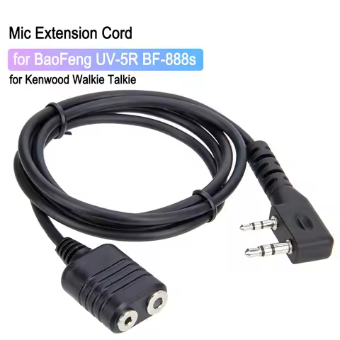 1m Microphone Extension Cable for Kenwood Baofeng UV-5R 888S 2-Pin K Type Mic Earpiece Extension Cor
