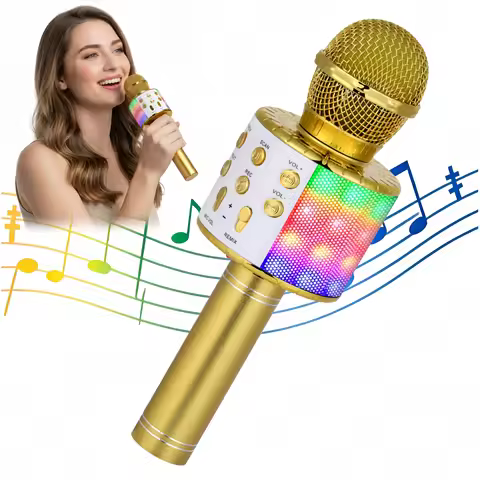 Karaoke Microphone for Kids & Adults - Bluetooth Microphones Singing Mic with Disco Lights, Portable