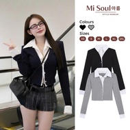 497 MiSoul White Collar T-shirt, BigSize Bodycon Long-Sleeved Cardigan Shirt