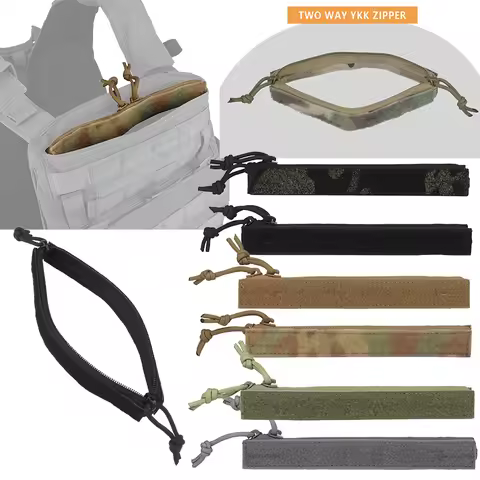 Tactical Vest Double Zipper Insert Pouch For Crye AVS Vest Storage Pocket Zipper Cover Airsoft Hunti