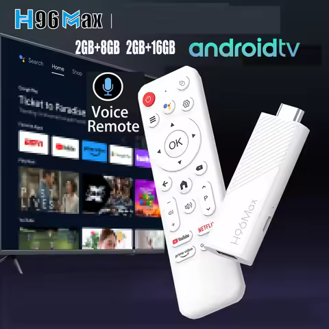 H96 Max Android TV Stick Allwinner H313 Quad Core 4K Wifi6 BT Voice Assistant Remote Control
