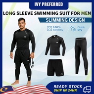 Swimming Suit Men's Swimwear Man Tight Pant Man Compression Long Shirt Three Pcs Suits Long Sleeve +