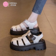 (Increase size) Sandals, warrior sandals with 7cm sole and metal buckle