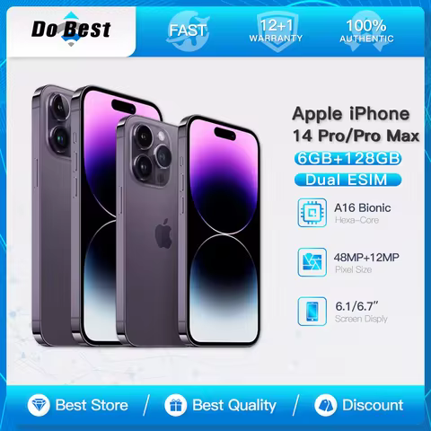 Original Apple iPhone 14 Pro/Pro Max 5G Mobile Phone 6.1"/6.7" OLED 120Hz A16 Bionic Hexa-Core US.Ve