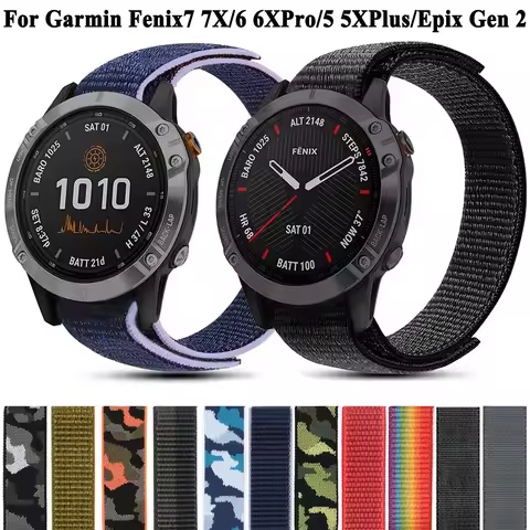 22mm 26mm Hook Loop Nylon Strap For Garmin Fenix 7 7X 6X Pro 5X Plus Epix Smart Watch Band For Garmi