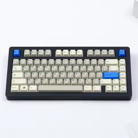 168 Keys Retro Gray White Blue Red Russian Keycaps Cherry Profile PBT Dye Sublimation Keycap For MX 