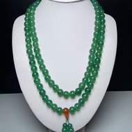 Xanh tự nhiên chalcedony Vòng cổ 108 hạt Phật Vòng cổ Yang màu xanh lá cây Vòng cổ mã não 108 hạt cư