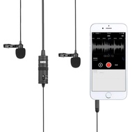 BOYA BY-M1DM Dual Lavalier Microphone Omni-directional Clip-on Lapel Mic for Smartphone/Tablet/DSLR/Audio Recorder