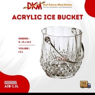 Ice Bucket Round Ice Cube Basket Acrylic Mica + Transparent Clear Handle Durable Thick Anti-Shatter 