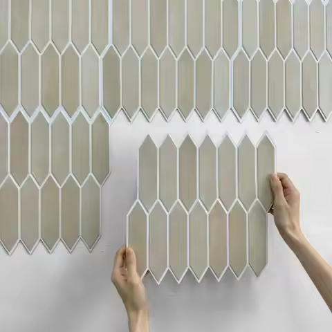 10 Pcs 3D Wall Panels, Peel and Stick Backsplash Tiles, Long Hexagon 3D Decorative Tiles for Interio