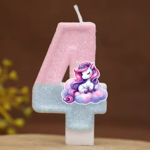 Unicorn Little Horse Digital Candle Number 0-9 Kids Birthday Cake Decoration Supplies Cartoon Pony P