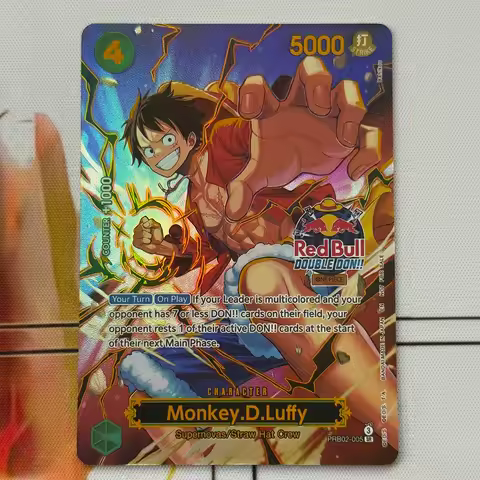 English Proxy Card One Piece Promotion Red Bull Double Don!! Winner Monkey.D.Luffy Collectible Card 